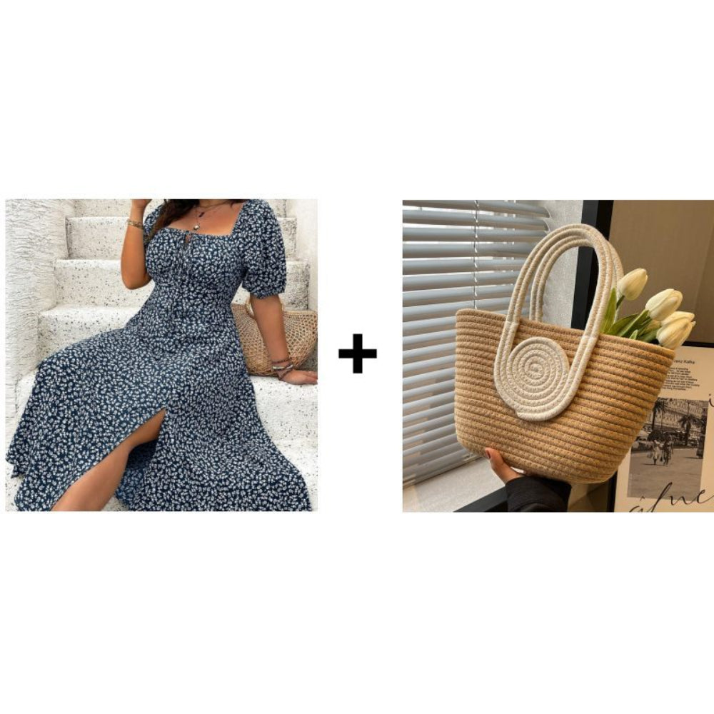 Vestido de verano para mujer, manga corta, floral, casual, para vacaciones