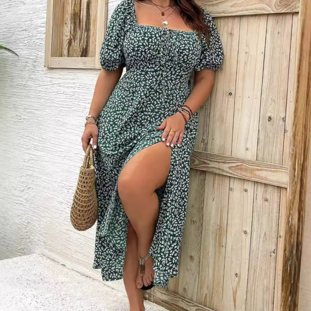 Vestido de verano para mujer, manga corta, floral, casual, para vacaciones