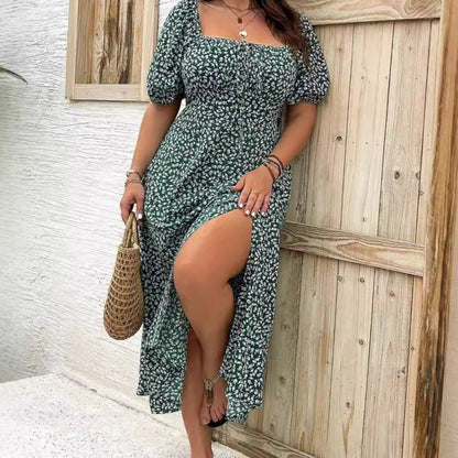 Vestido de verano para mujer, manga corta, floral, casual, para vacaciones