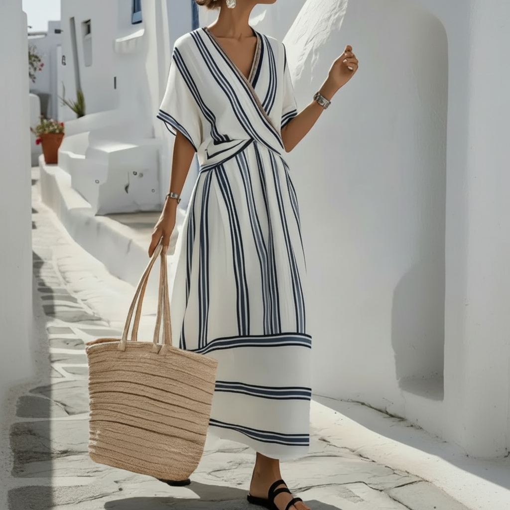 Striped Summer Dress for Women Long Casual Vacation Wear