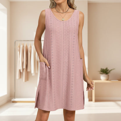 Robe Été Femme Courte Sans Manches Légère Casual Quotidienne