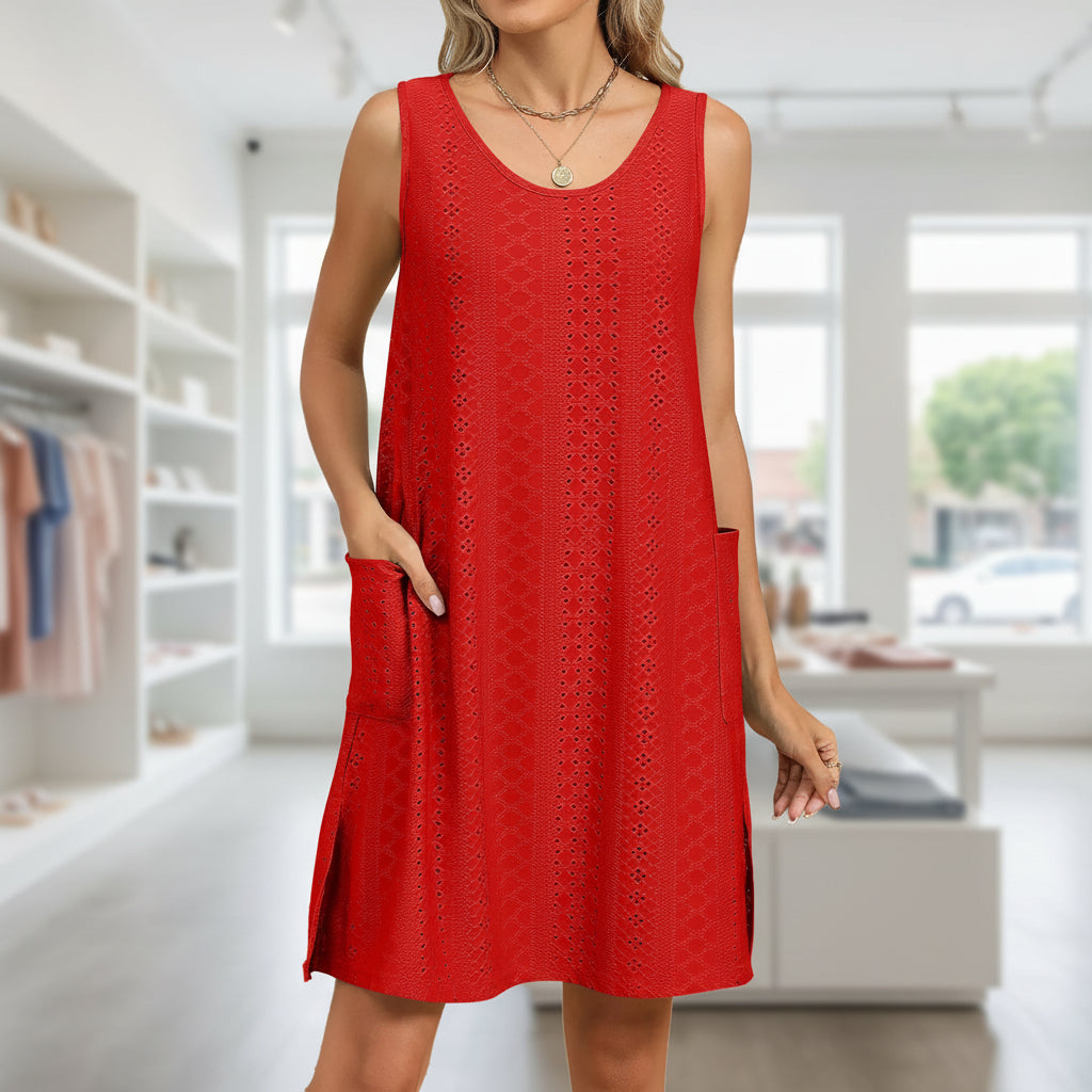 Robe Été Femme Courte Sans Manches Légère Casual Quotidienne