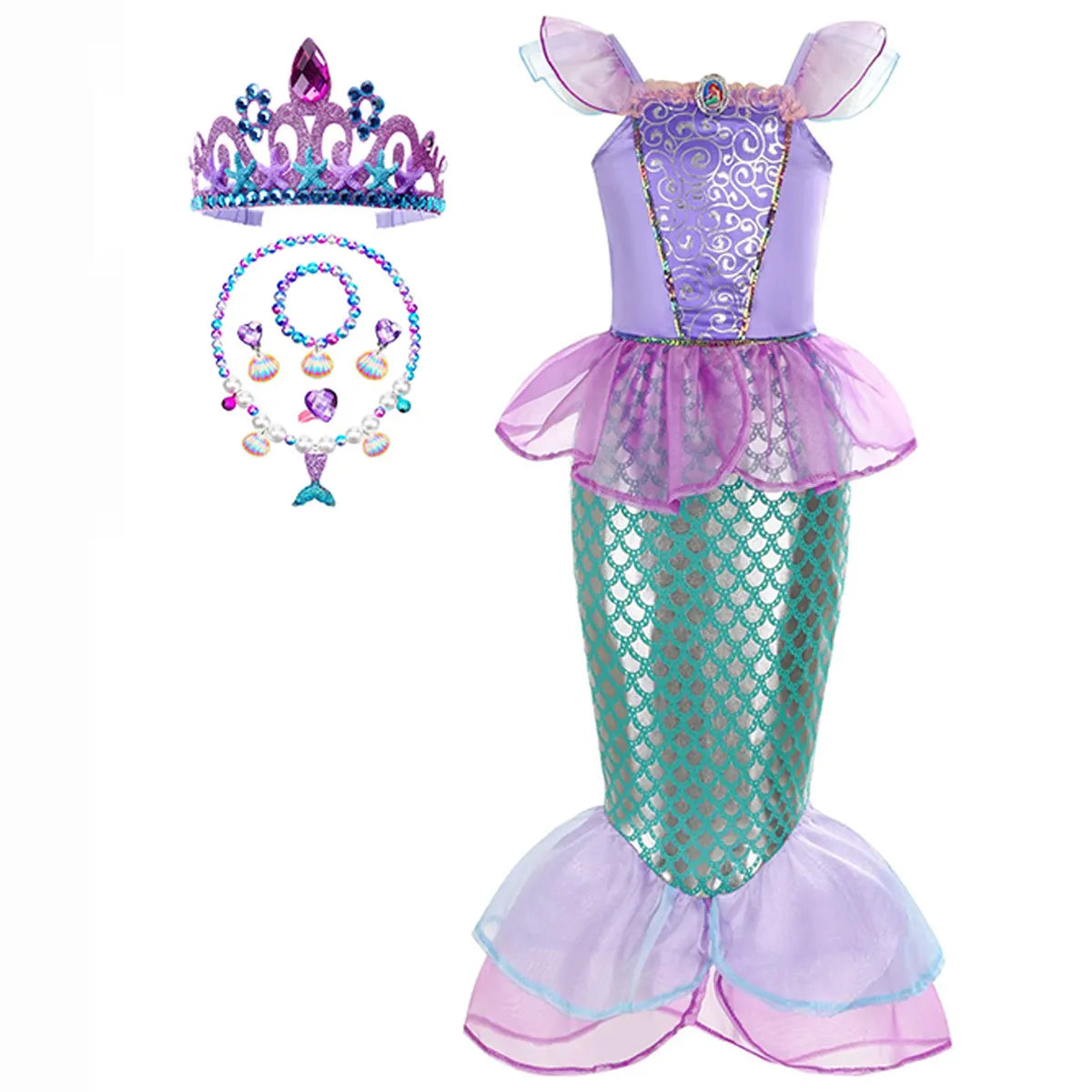 Halloween Costumes Mermaid Glitter Outfit Kids