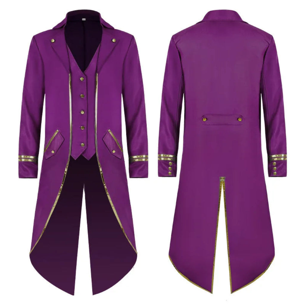Costume Halloween Homme Queue-de-pie Manteau Long Vintage Redingote