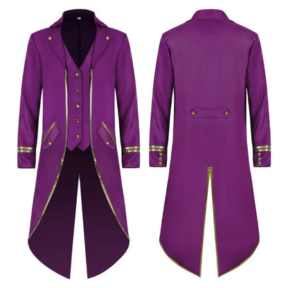 Costume Halloween Homme Queue-de-pie Manteau Long Vintage Redingote