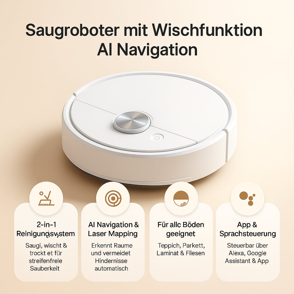 Saugroboter mit Wischfunktion AI Navigation