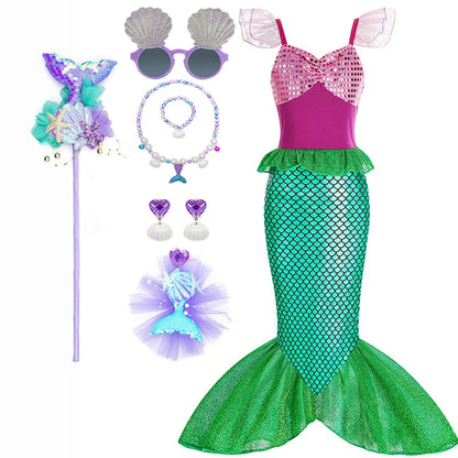 Halloween Costumes Mermaid Glitter Outfit Kids