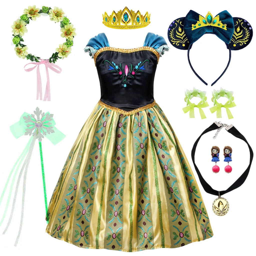 Déguisement de princesse Halloween avec robe à manches bouffantes et ensemble d'accessoires
