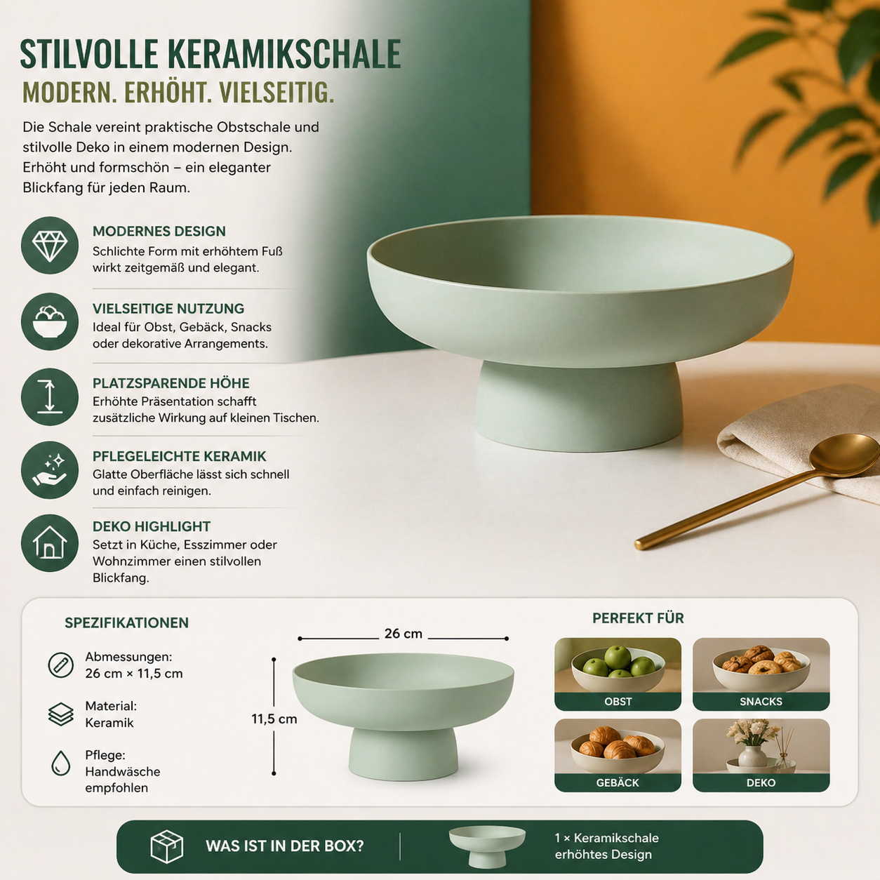 Coupe déco Moderne Céramique Corbeille à fruits surélevée Design cuisine
