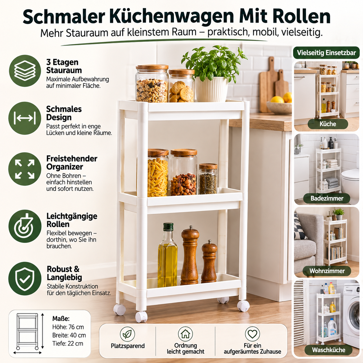Schmaler Küchenwagen Mit Rollen Regal Enge Räume