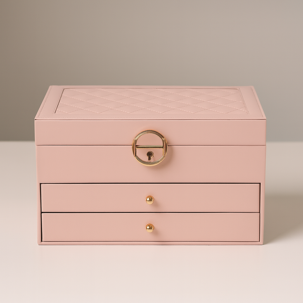 Schmuckaufbewahrung Lederbox Mehrlagige Schmuckschatulle Design3