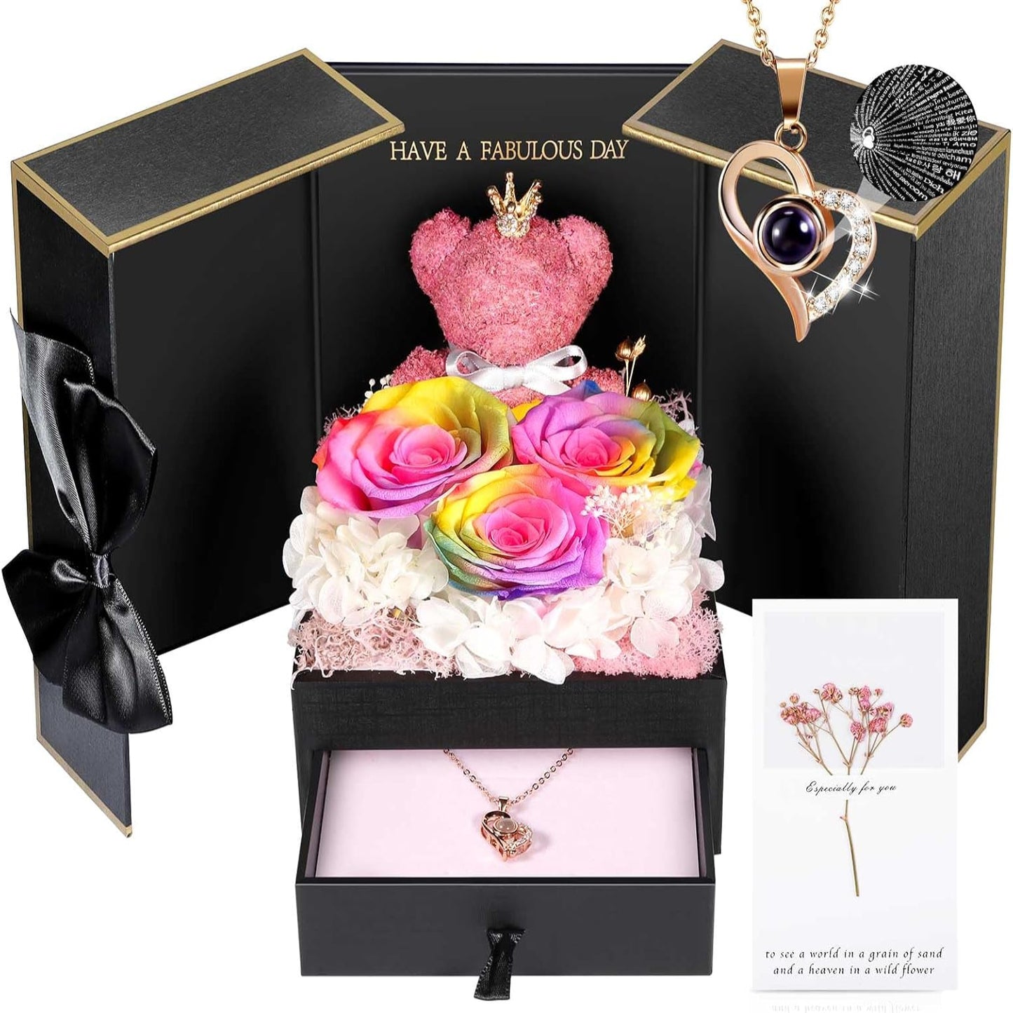 Jewelry Box Rose Gift Necklace Women's Presentation