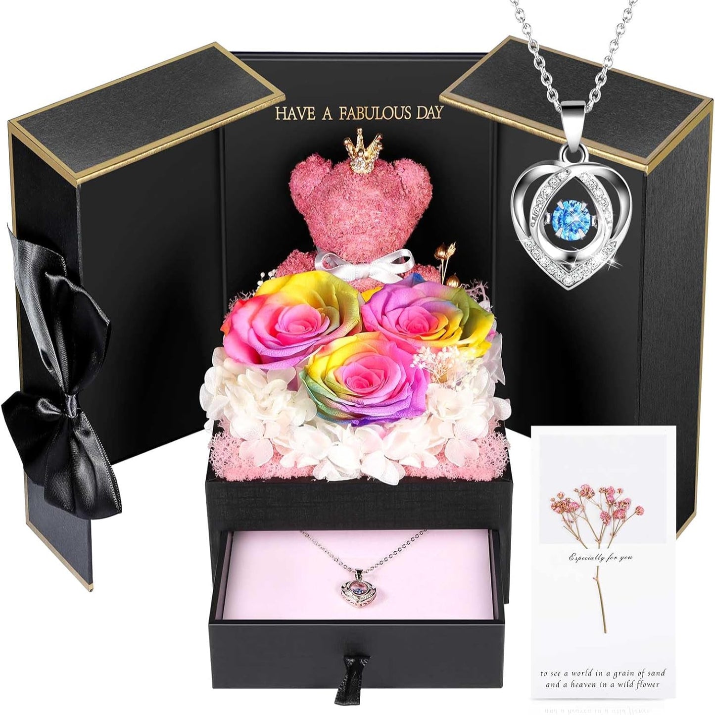 Jewelry Box Rose Gift Necklace Women's Presentation