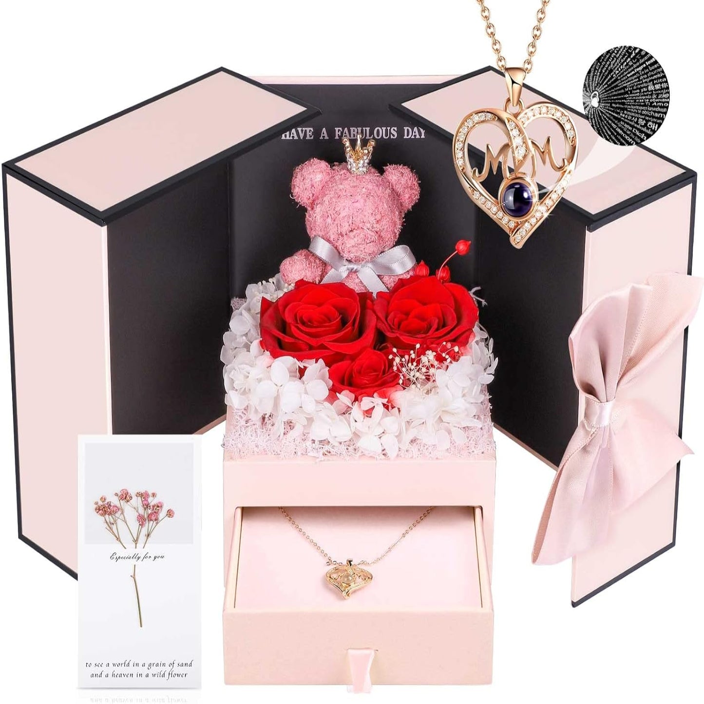Jewelry Box Rose Gift Necklace Women's Presentation