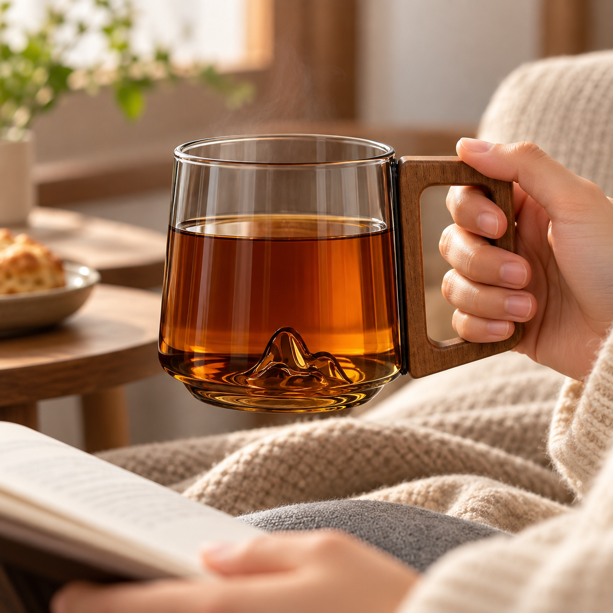 Schöne Kaffeetasse Aus Glas Hitzebeständige Tasse Mit Holzgriff