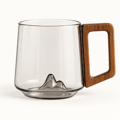 Schöne Kaffeetasse Aus Glas Hitzebeständige Tasse Mit Holzgriff
