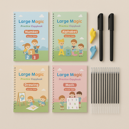 Quaderno di esercizi per bambini per imparare a scrivere, set magico per la scuola materna