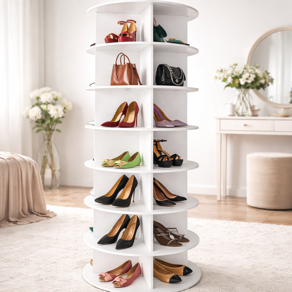 Scaffale per scarpe girevole torre portascarpe 7 livelli