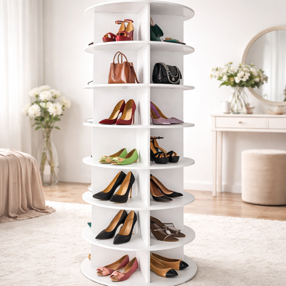 Scaffale per scarpe girevole torre portascarpe 7 livelli
