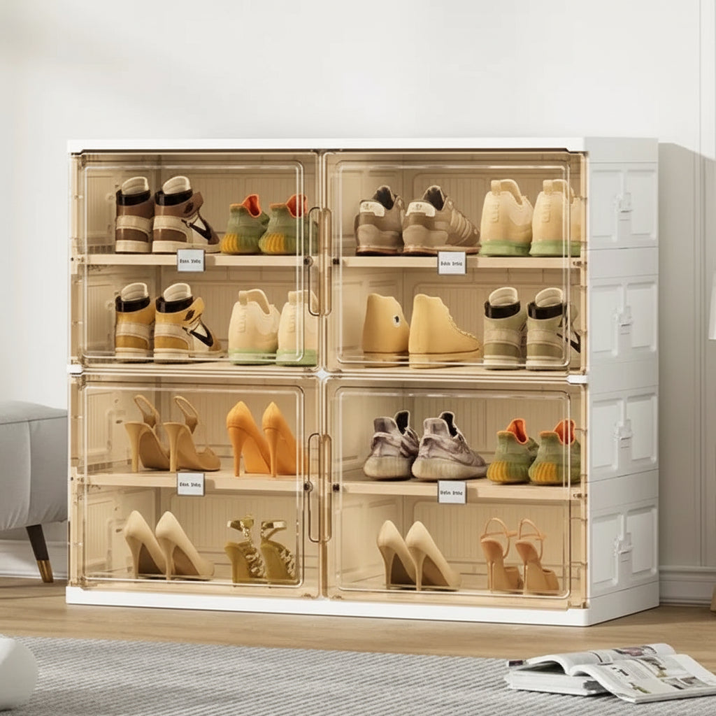 Stackable Shoe Cabinet Transparent Plastic Shoe Storage