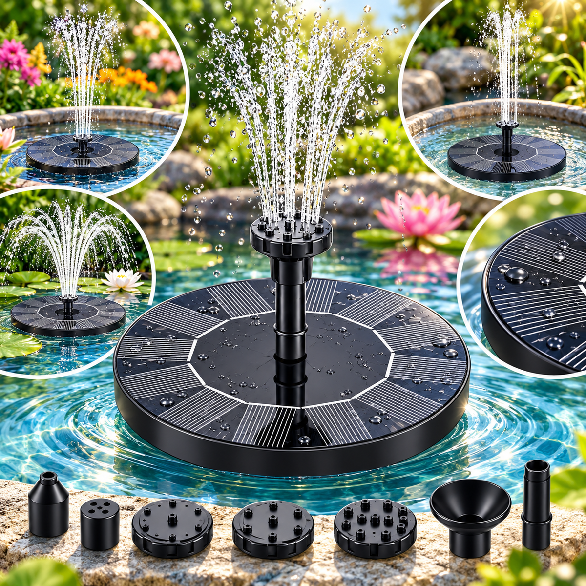 Schwimmende Solarbrunnenpumpe Solarbrunnen Düsen Garten