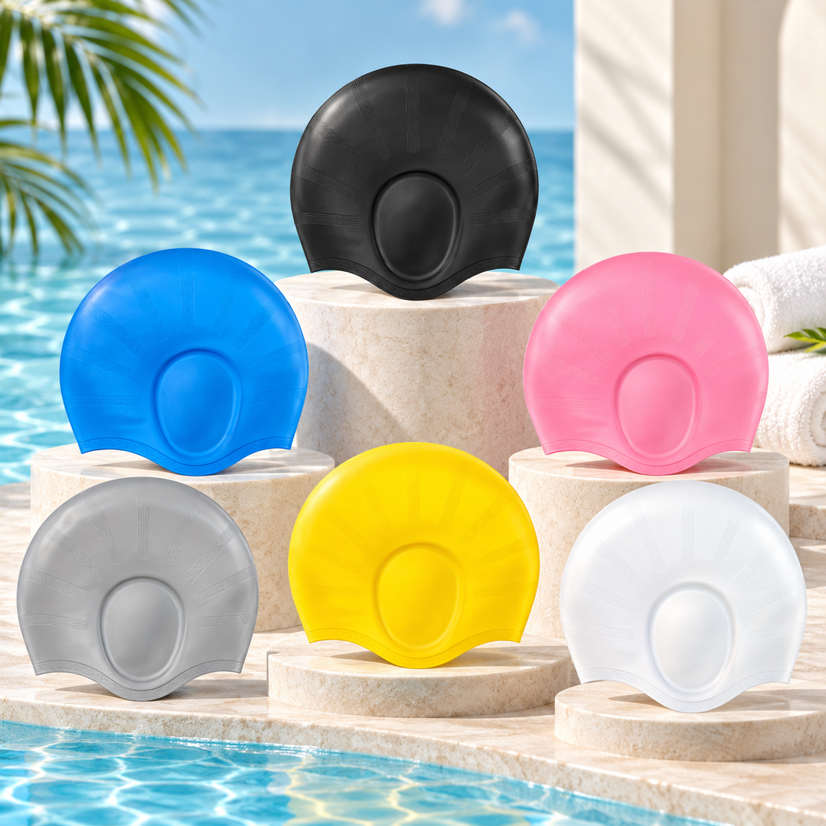 Schwimmhaube Mit Ohrenschutz Lange Haare Silikon