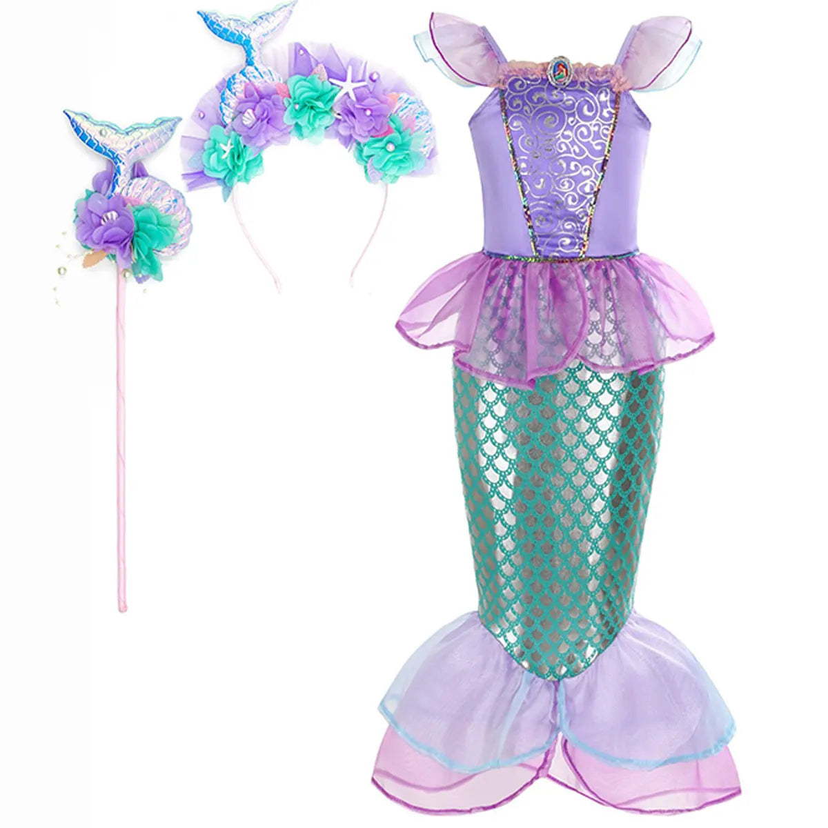 Halloween Costumes Mermaid Glitter Outfit Kids