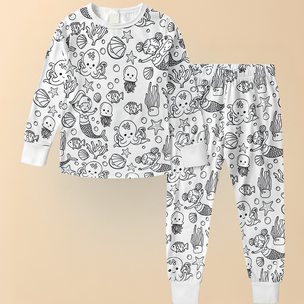 Kinder Baumwolle Schlafanzug Set Malen Weihnachts Motiv Pyjama