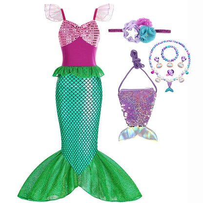 Halloween Costumes Mermaid Glitter Outfit Kids