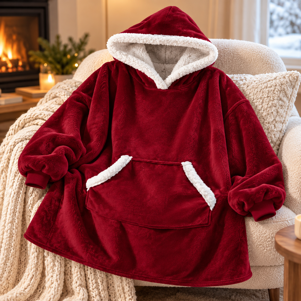 Sherpa Gefüttert Hoodie Oversized Decke Kapuze Tasche