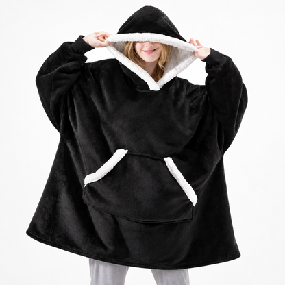 Sherpa Gefüttert Hoodie Oversized Decke Kapuze Tasche
