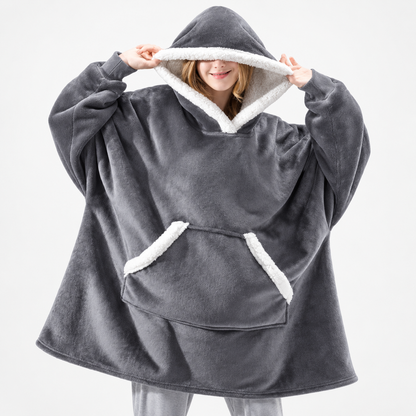Sherpa Gefüttert Hoodie Oversized Decke Kapuze Tasche