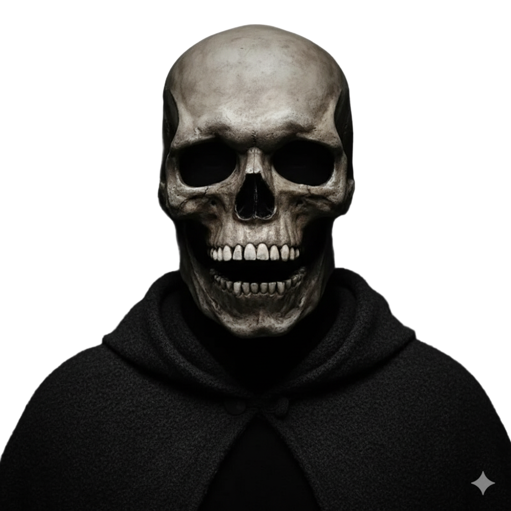 Realistic Latex Skull Mask with Movable Jaw