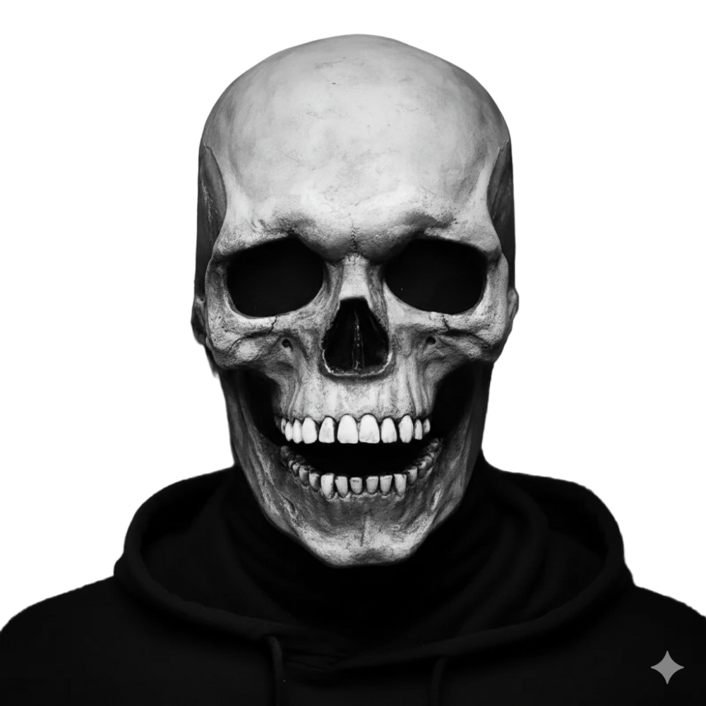 Realistic Latex Skull Mask with Movable Jaw