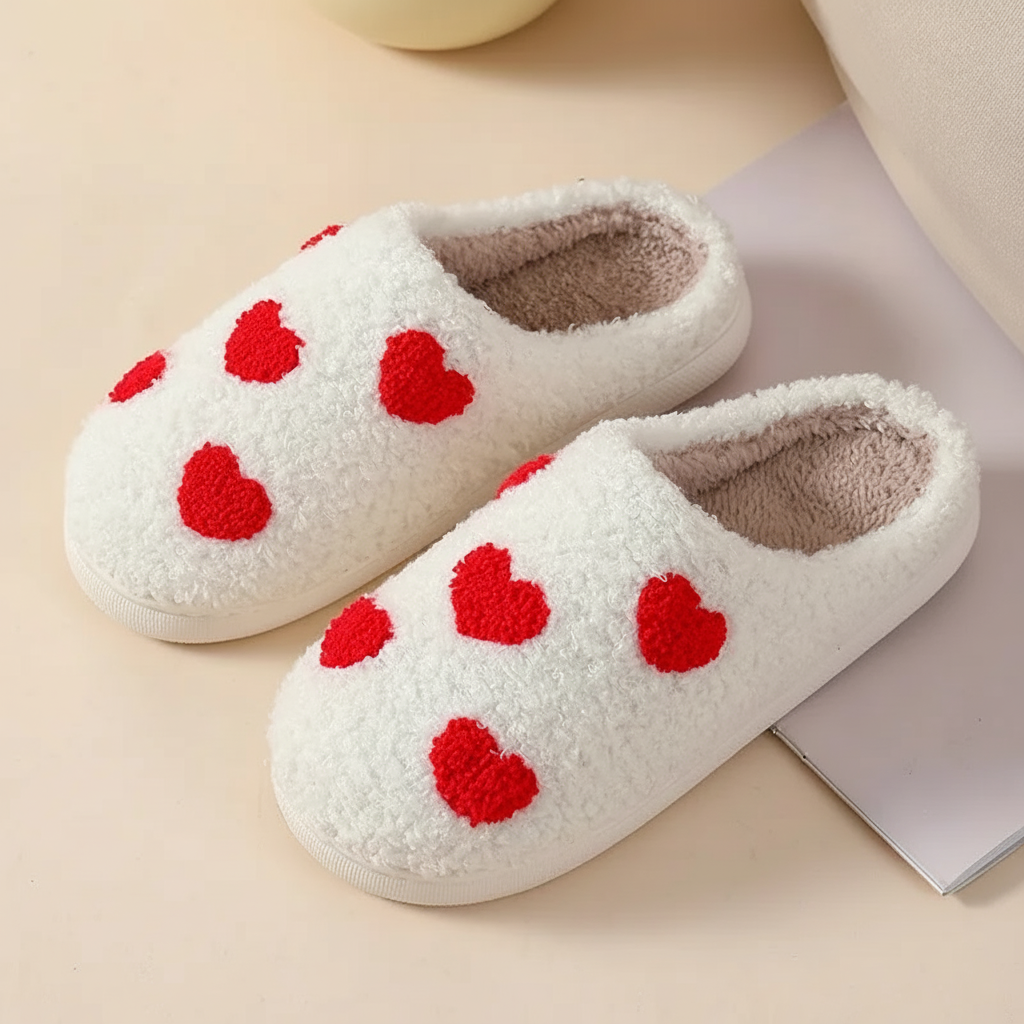 Fluffy Slippers Heart Mushroom Pattern Comfort Style Home