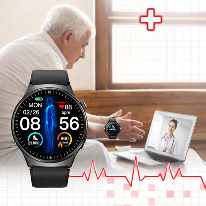 Montre connectée acier inoxydable avec fréquence cardiaque et fitness