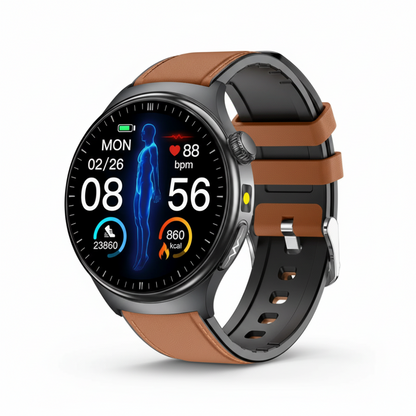 Montre connectée acier inoxydable avec fréquence cardiaque et fitness