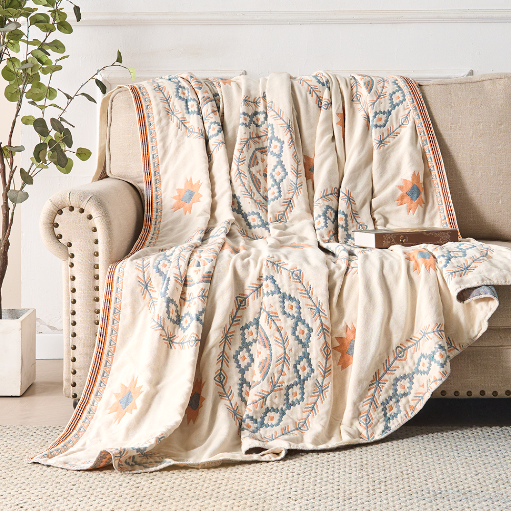 Serene Mandala | Cotton Throw Blanket - Image 7