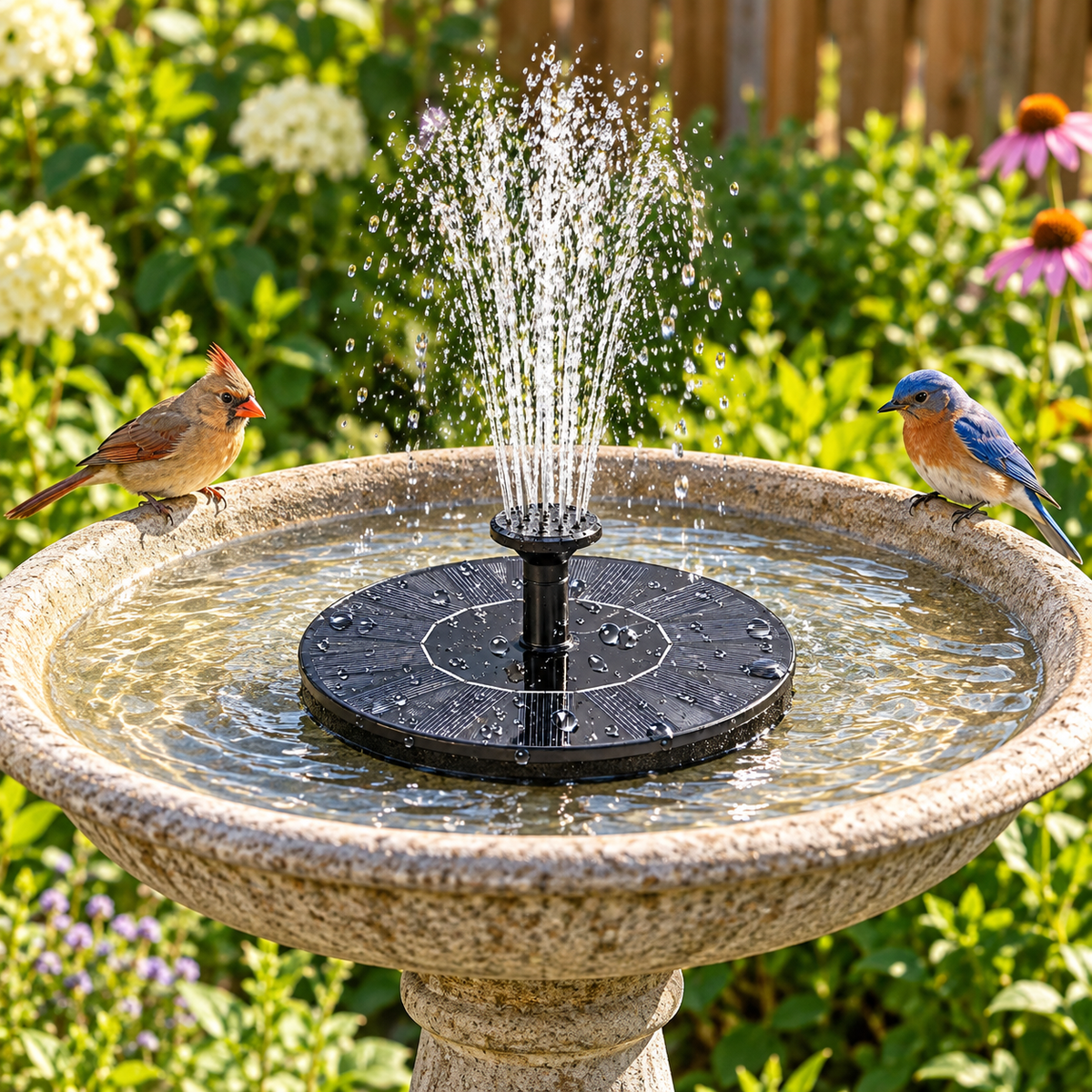 Solarbrunnen Für Sonnige Tage Sprühköpfe Vogelbad