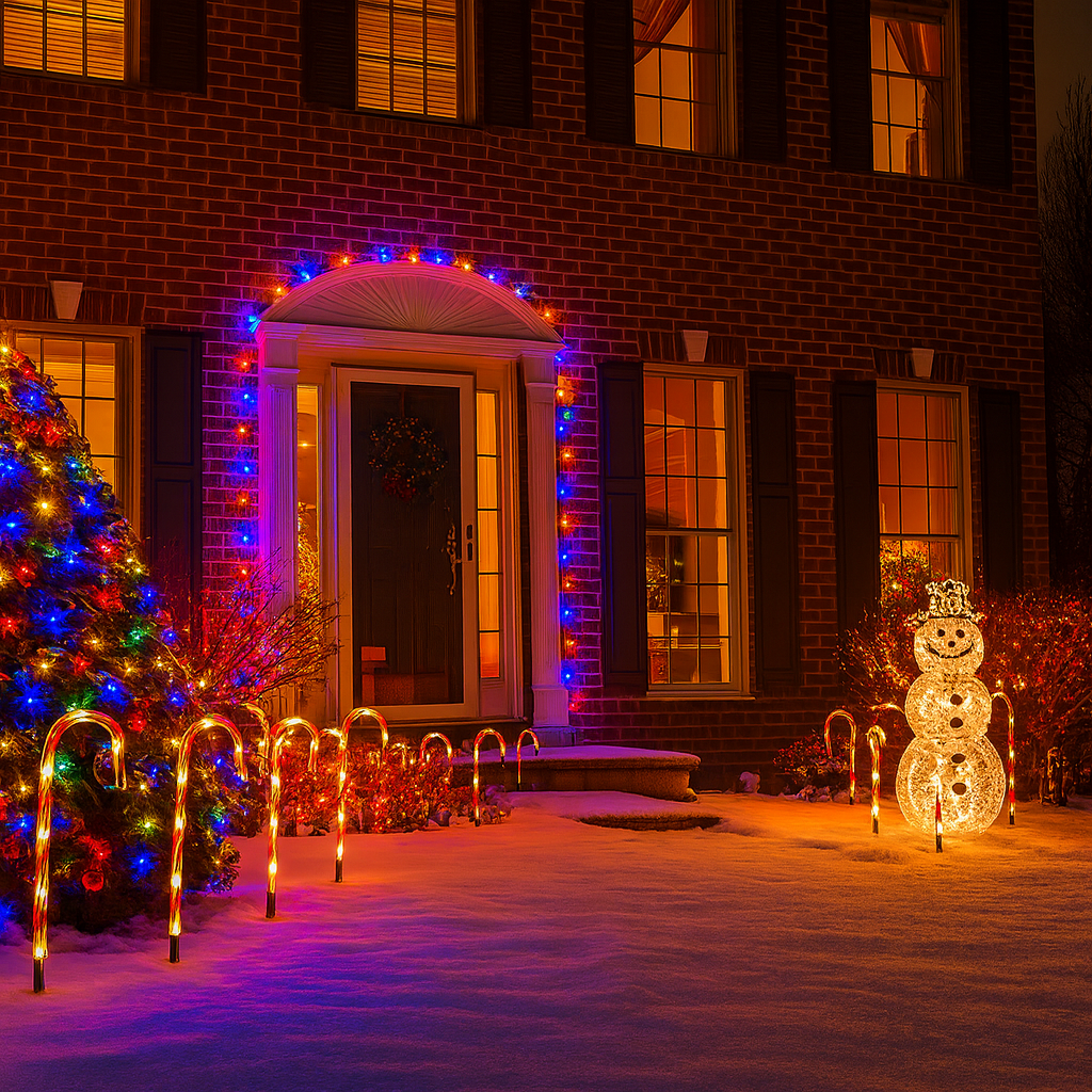 Solar Lights Christmas Decoration Garden Candy Cane Light Plastic Set