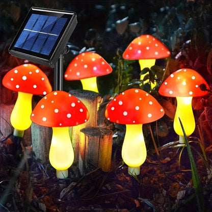 Solar Lights Christmas Light Garden Mushroom Decoration Plastic Set