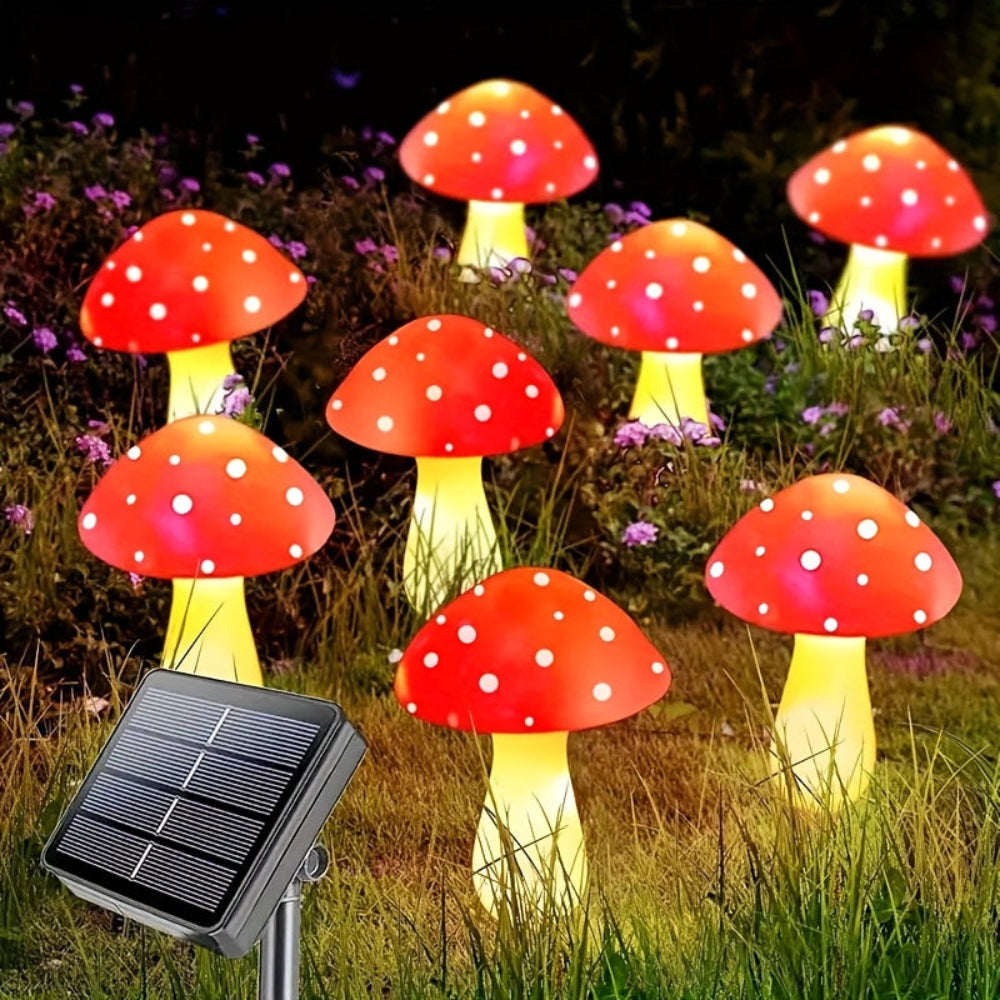Solar Lights Christmas Light Garden Mushroom Decoration Plastic Set