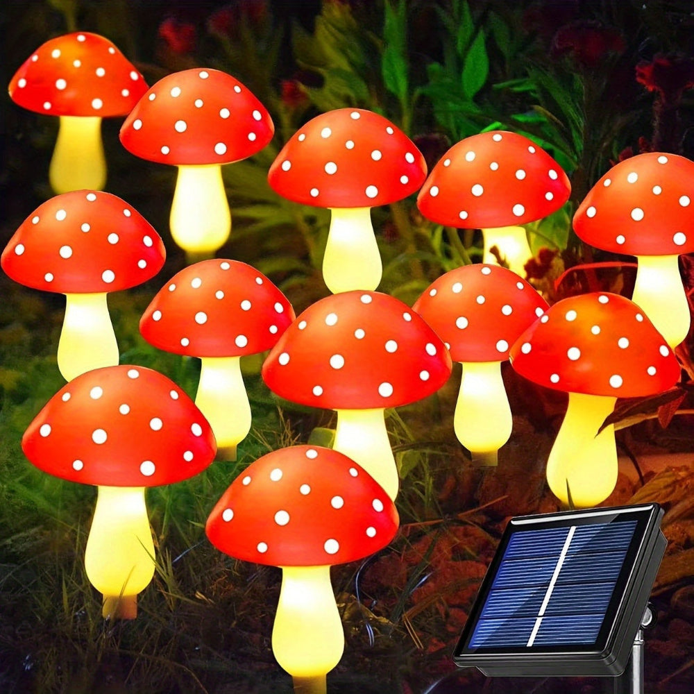 Solar Lights Christmas Light Garden Mushroom Decoration Plastic Set