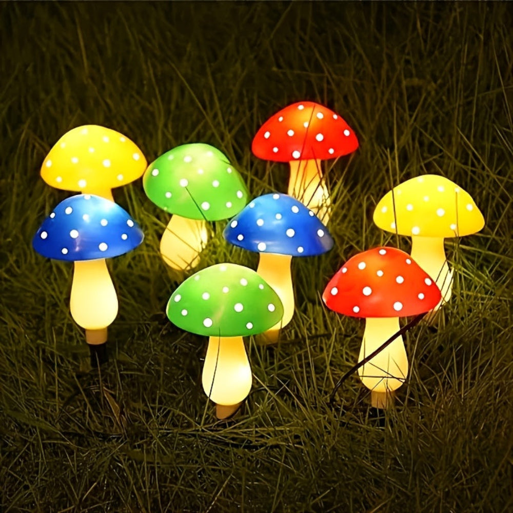 Solar Lights Christmas Light Garden Mushroom Decoration Plastic Set