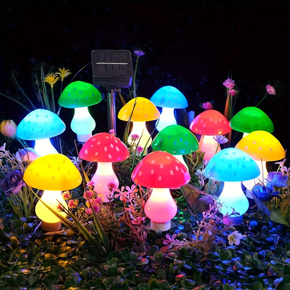 Solar Lights Christmas Light Garden Mushroom Decoration Plastic Set