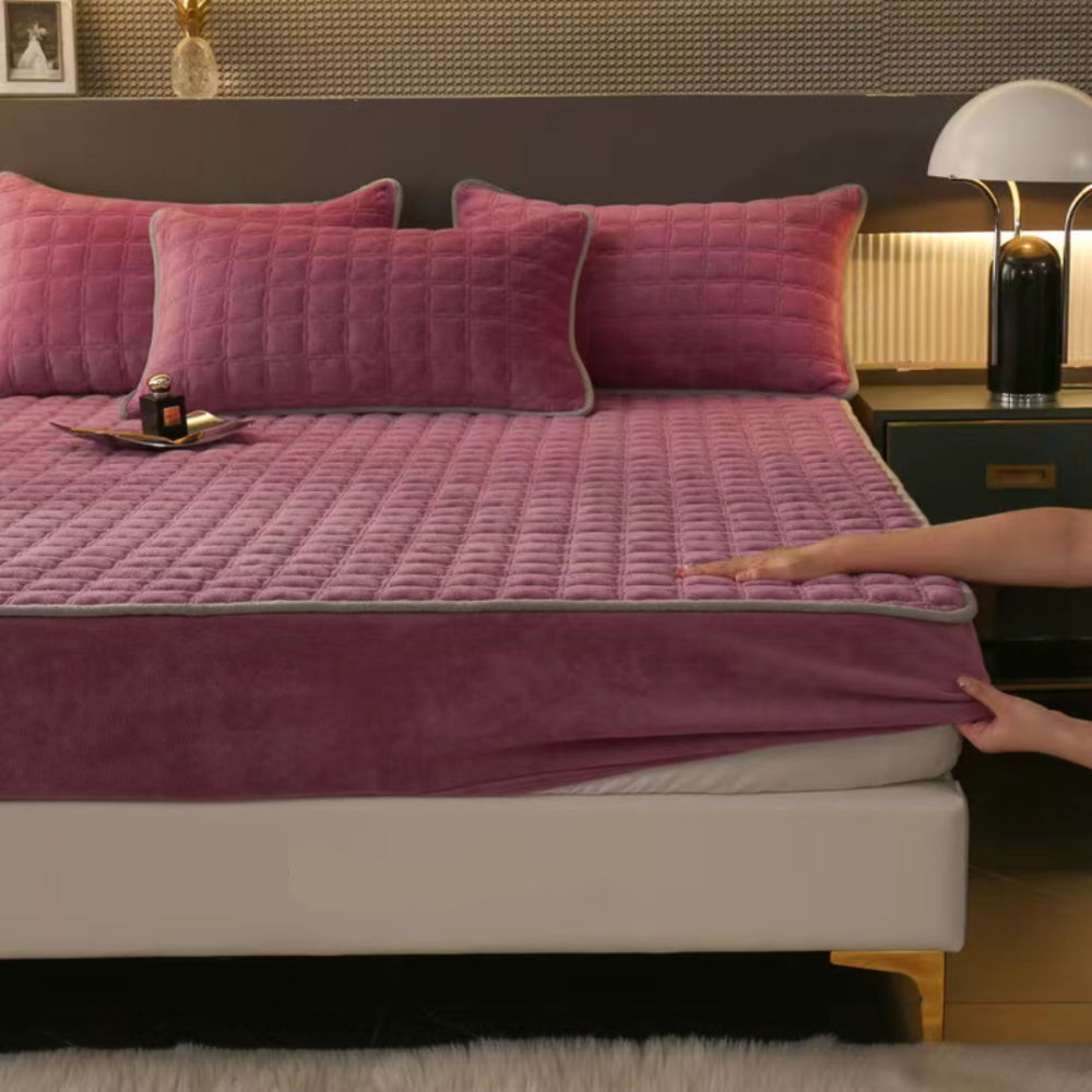 Drap-housse velours housse de matelas antidérapante douce confort de sommeil