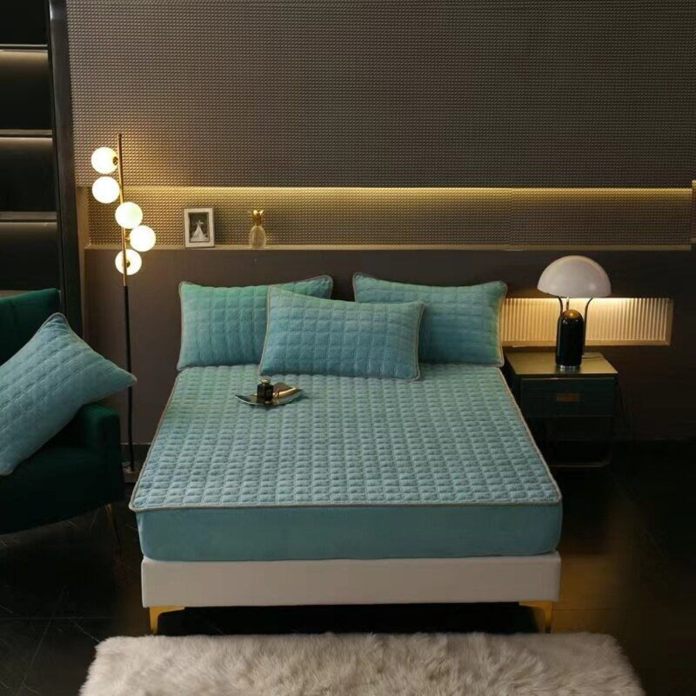 Drap-housse velours housse de matelas antidérapante douce confort de sommeil