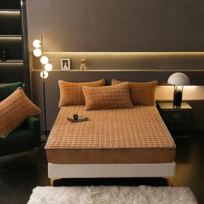 Drap-housse velours housse de matelas antidérapante douce confort de sommeil