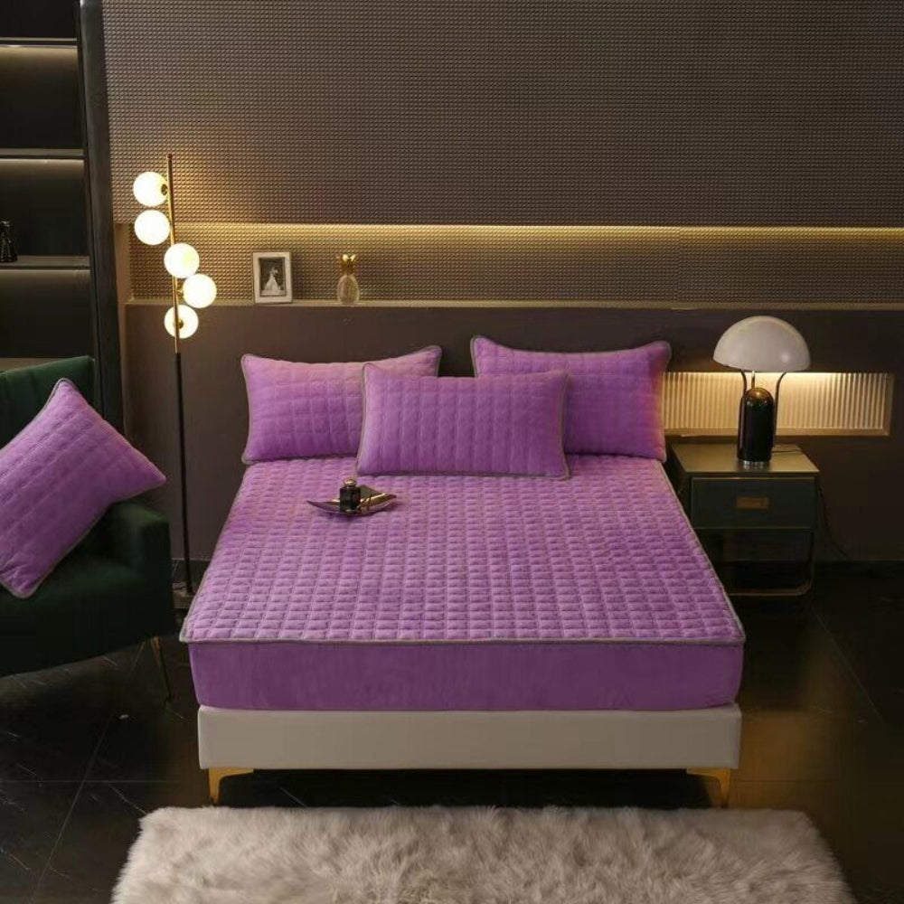 Drap-housse velours housse de matelas antidérapante douce confort de sommeil