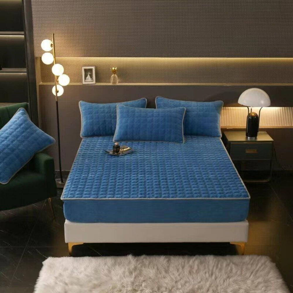 Drap-housse velours housse de matelas antidérapante douce confort de sommeil